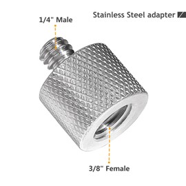 Frgyee Improved 1/4 to 3/8 Stainless Steel Tripod Adapter, 2 Pieces 1/4 Male to 3/8 Female Camera Screw Adapter Made of 304 Stainless Steel