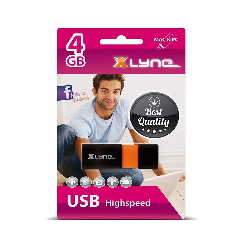 Xlyne Wave 4GB USB 2.0 Flash Memory Stick Black