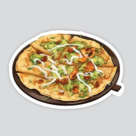 Korean Haemul Pajeon Scallion Pancake Savory Food Dish Vinyl Decal Sticker (4" inches)