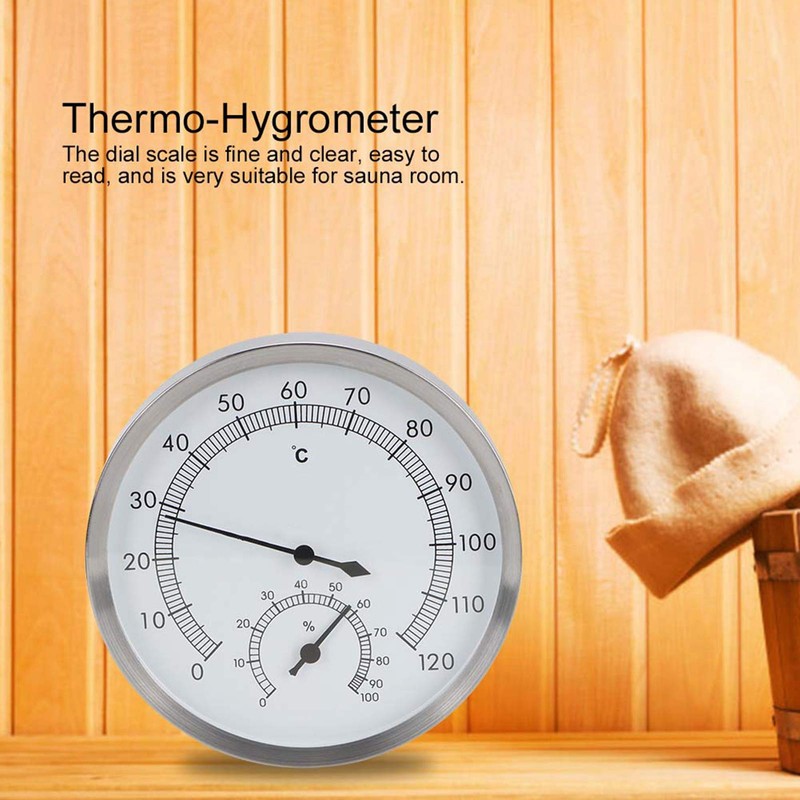Aqur2020 Stainless Steel Sauna Room Thermometer Hygrometer Steam Room Thermometer