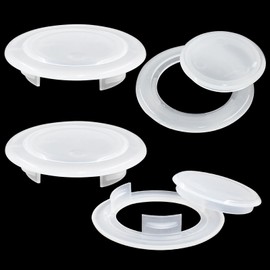 Hordion 4 Sets 2 Inch Patio Table Umbrella Hole Ring and Cap Set, Standard Umbrella Hole Plug and Cap Set Umbrella Hole Ring Cover Set for Outdoors Garden Yard, White