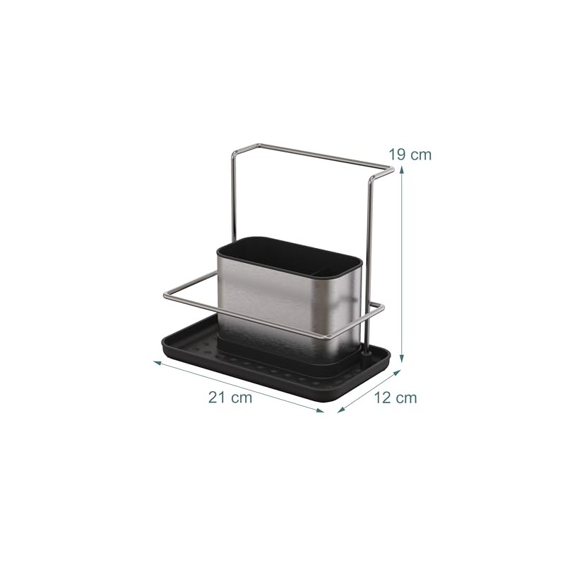 Relaxdays Sink Organiser, with Drip Tray and Sponge Holder, H