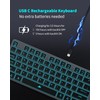Wireless Backlit Keyboard, Rechargeable USB Silent Keyboard, 2.4G Cordless Full