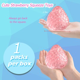Handmade Strawberry Taba Squishy Toys,Kawaii Strawberry Squishies Squeeze Toys, Cute Strawberry Kawaii Novelty Things(Glitter Pink)