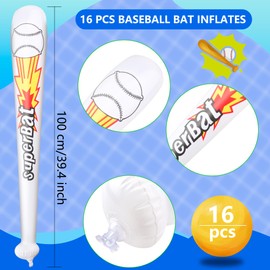 16 Pack 39 Inch Inflatable Baseball Bat Bulk Large Blow Up Baseball Bat Giant White Inflatable Bat Toy for Birthday Summer Pool Beach Party Favors