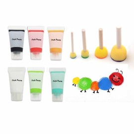 10 PCS Chalk Paste Set,Screen Printing Ink,Sponge for Chalk Paste,Chalk Paste Paint for Stencil,Self Adhesive Stencils Paste Starter Kit,Chalkboard Paint for Transfers DIY Home Art Craft 10G/Jar