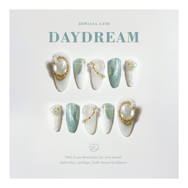 Daydream.Gemstone Marble Unique Emotional Nail - Egg Almond / 데이드림.
