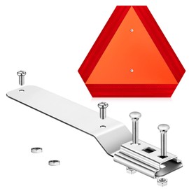 Yaocom 1 Set Slow Moving Vehicle Sign with Mounting Bracket 14 x 16 Inch Slow Moving Vehicle Triangle Signs Aluminum Slow Sign Warning Triangles for Vehicles Golf Cart Tractor Outdoor Accessories