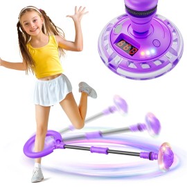 Beefunni Ankle Skip Ball w/ Counter & Timer – Gift for Girls Age 5-10+ Purple - Purple