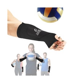 Peabownn Volleyball Arm Sleeves Padded Youth - 3XS-L SIZE Volleyball Wrist Guard Protection Forearm hand Pads Passing Sleeves Thumb Hole for Youth Teen Girls Boy kids 1 Pair Black M