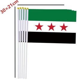 Syrian revolution Handheld Small Flag Set,10 PCS 5×8 Inch Mini Former Syria Hand Held Banner,Tiny Digital Printed Polyester Banner