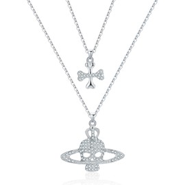 Yumikoo Skull Saturn Planet Necklace Cross Anime Gothic for Women Men