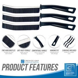 Crevice Cleaning Brush – Pack of 3 Gap Cleaning Brush Hard Bristle Crevice Cleaning Brush Thin Brush for Cleaning Home Kitchen Bathroom Door and Window Groove Small Spaces Narrow Corners