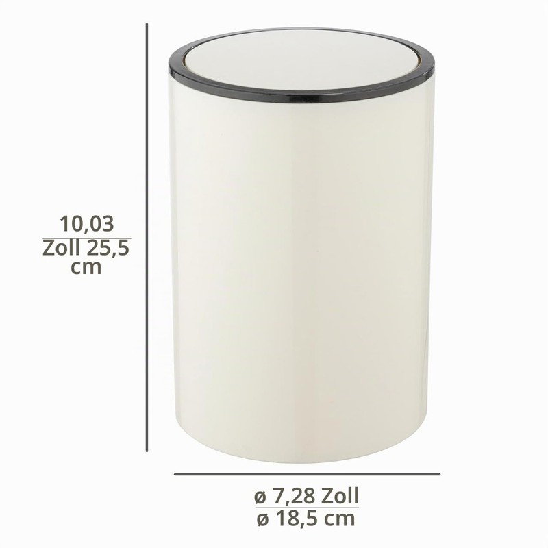 WENKO Inca Swing Lid Bin, 5 Litre Capacity, Bathroom Bin