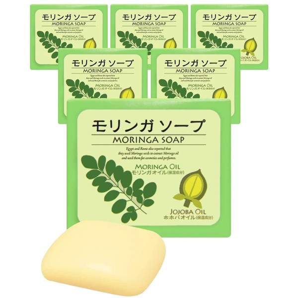 Yonekichi Moringa Soap, Moringa Soap, Face Cleansing, Additive-free, Moringa Oil, 2.8 oz (80 g), Set of 6