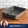 Rachael Ray Bakeware Nonstick Roaster/Roasting Pan with Reversible Rack, 16.5