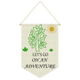 Adventure Nursery Decor Woodland Nursery Decor Hanging Pennant Flag Banner Adventure Wall Art for Baby Kids Girl Boy Teen Toddler Room Bedroom Playroom Classroom Linen Cotton Flag