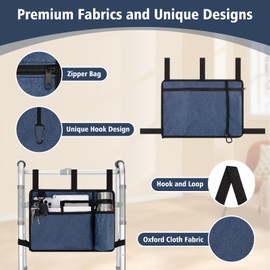 supregear Walker Bag, Walker Basket w/Cup Holder, Folding Walker Carry Storage Pouch, Seniors Caddy Attachment Accessories for Rollator, Water Resistant Large Capacity Carrier Tote Elderly, Handicap