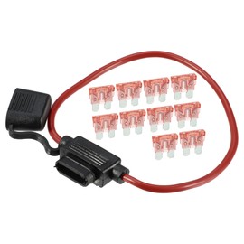 A ABSOPRO 40A Standard Blade Style Fuse 12AWG Fuse Holder Waterproof 12 Gauge Fuse Holder Blade Style Inline Fuse Holder Metal Black