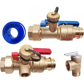 3/4 inch Press Tankless water heater isolation valve kit w pressure relief valve