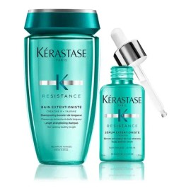 Kit Tratamiento Para Cabello Dañado Debilitado y Procesado Kérastase Extentioniste Shampoo Bain 250 Ml  Serum 50ml                                    