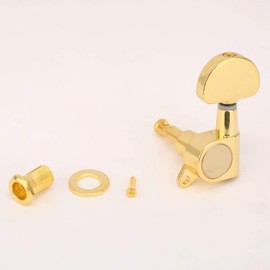 Musiclily 3+3 Sealed Guitar Tuners Tuning Pegs Keys Machine Heads Set for Electric/Acoustic Guitar, Half Moon Button Gold