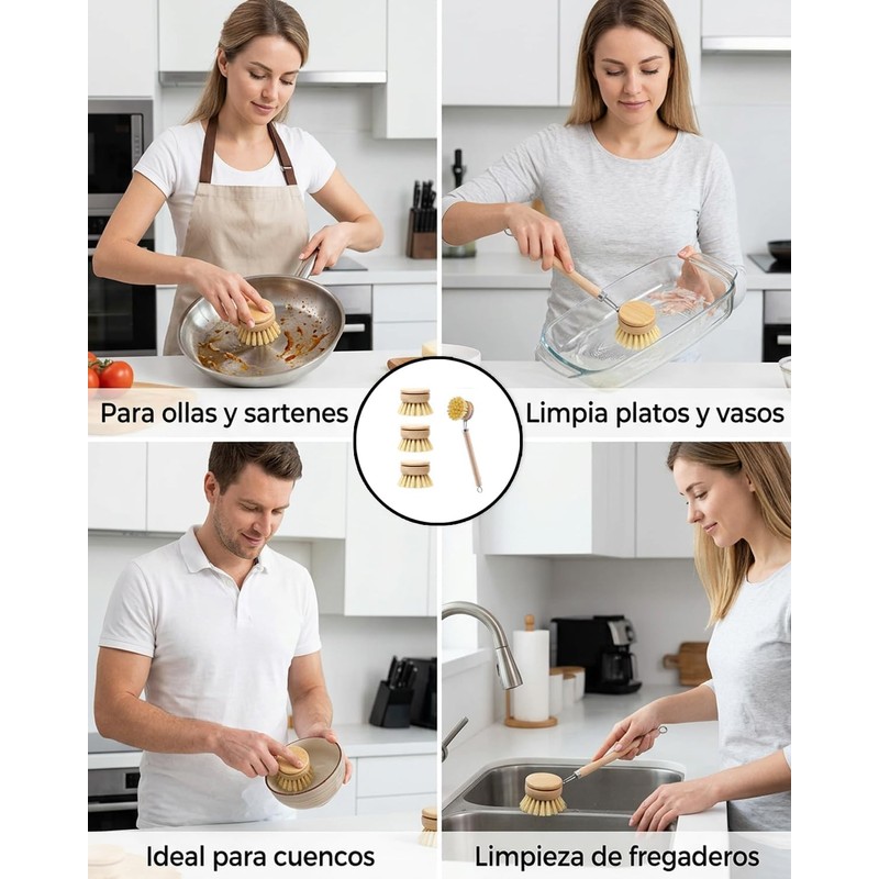 Cepillo para Trastes Cocina, 4 Piezas Juego De Cepillos para