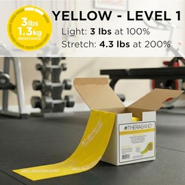 TheraBand banda de resistencia rollo de 25 yardas, bandas elásticas profesionales sin látex para ejercicios de parte superior e inferior del cuerpo, t