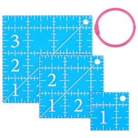 DELORIGIN 3Pcs Quilting Acrylic Template, Square Fabric Cutting Ruler(1.5"X1.5", 2.5"X2.5", 3.5"X3.5") with Binder Ring DIY Sewing Tools for Home Quilting Enthusiasts DIY Stitch Works