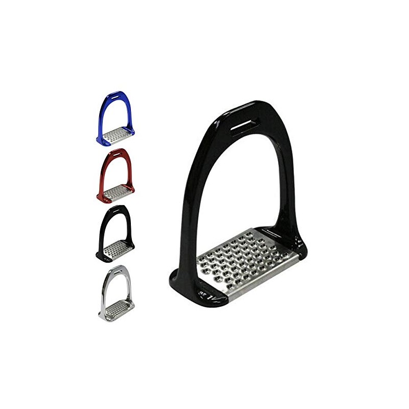 Nbrand JA Horse Aluminium Stirrups Balance Non-Slip Pads Stable (Black)