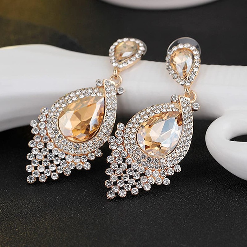 JWICOS Bridal Wedding Earrings for Women Brides Crystal Rhinestones Dangle