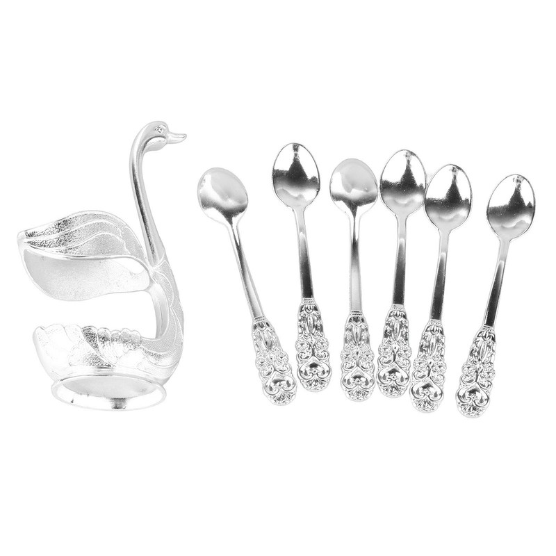 Coffee Spoon Holder Elegant Swan Shaped Alloy Mirror Polish Rich