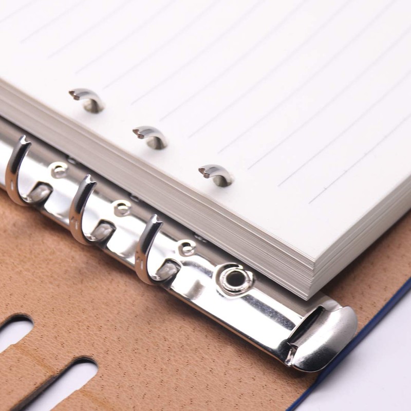 A5 Notebook 6 Holes PU Leather Cover Notebook， Loose Pocket
