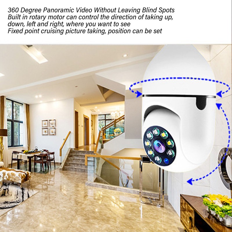 Wireless Light Bulb Camera 360 Degree Auto Tracking Recording 2