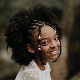 30PCS Hair Clip for Braids Accessories, Flosius Loc Jewelry for Black Women Dreadlock Accessories Hair Beads for Braids for Girls (Gold Star ﻿)