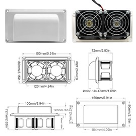 LHCDQSKCW 2 PCS RV Side Vent Fan, 12V 25W Air Vent Ventilation Exhaust Fan, Caravan Motorhome Trailer RV Accessories for Camper Trailer Boat Marine Yacht, White