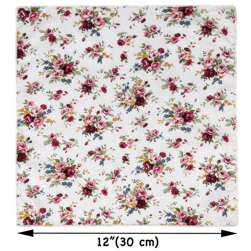 Kebocis - Pañuelo cuadrado con bolsillo floral para hombre, Blanco