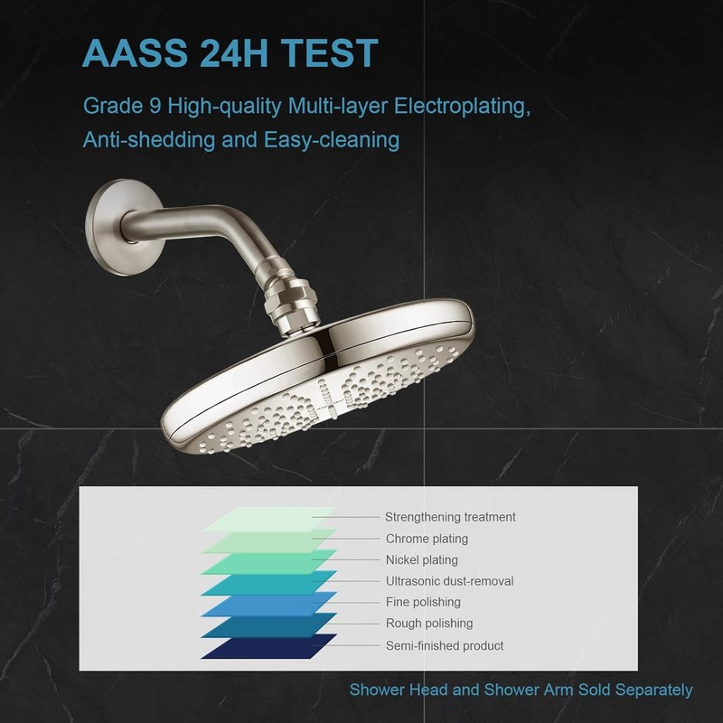 OFFO Shower Head Swivel Ball Adapter, Brushed Nickel All Metal