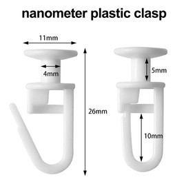 Plastic White Curtain Hooks - 50 Pcs Track Gliders for Caravan, Ceiling & Shower Curtains