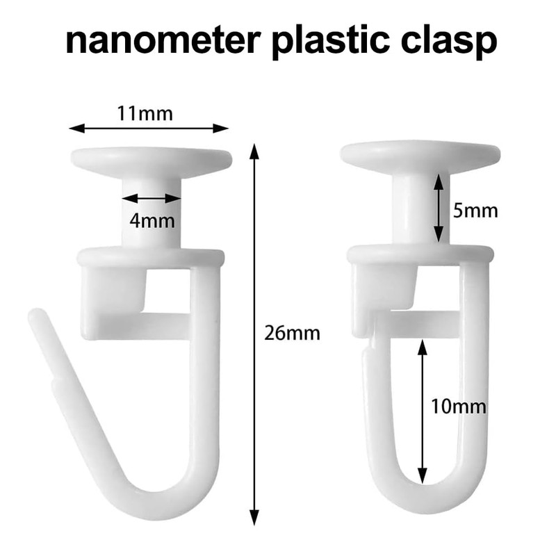 Plastic White Curtain Hooks - 50 Pcs Track Gliders for