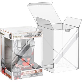 10PCS Protector para Pop, Protector Duro Premium de 4" de 0,35 mm Extra Flexible con Fondo con Bloqueo Automático y Película Protectora. 100% PET Transparente, Sin Ácidos y Resistente a Impactos.