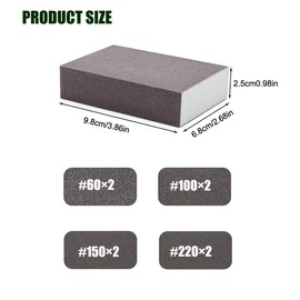 LICQIC Sanding Blocks, Sanding Sponges with 4 Grits-60/100/150/220, Wet and Dry Dual-use Abrasive Pads Washable and Reusable, for Metal Wood and Wall (8 PCS)