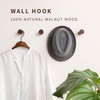 Natural Wooden Wall Mounted Hooks - Pack of 4 -