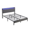 Full Size Bed Frames with Storage Headboard, LED Platform Bed
