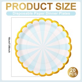 saerryor 20 Pcs 7" Paper Plates for Dinner and Dessert,Disposable Plates Party Supplies Pack for Graduation Holiday Wedding Birthday Party Baby Shower Decorations,Blue
