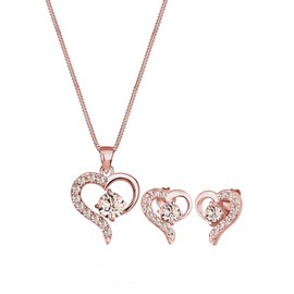 Elli Women's Crystal Heart Jewellery Set, Facet cut, Crystal