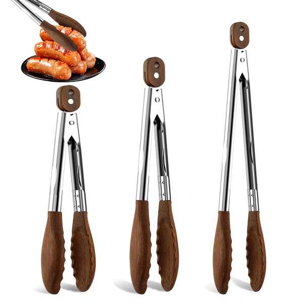 Wooden Tongs for Cooking Set of 3-7, 9, 12 inch