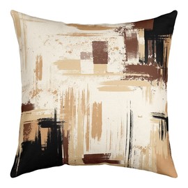 Feelyou Abstract Pillow Cover 18x18 Modern Abstract Art Decorative Throw Pillow Cover Cases Home Decor Brown Grey Black Cushion Case for Couch Sofa Outdoor