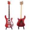 Hilitand Red Miniature Bass Guitar Wood Replica Model Ornament with