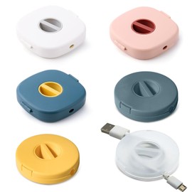 JUMRHFAN 6PCS Charging Cable Organizer, 2 Shapes Portable Cable Winder, Retractable Travel Cord Organizer Keeper Box for Wrapping Earbuds USB Phone Mouse Cords Earphone Wire Charger